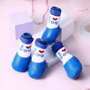 Waterproof Non Slip Wear Resistant Dog Shoes I Love Dog Pattern Small Medium Sized All Seasons