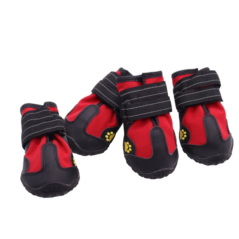 Waterproof Outdoor 4 Pcs Rugged Anti-Slip Sole Skid-Proof Large Pet Dog Rain Snowy Running Shoes Boots Booties