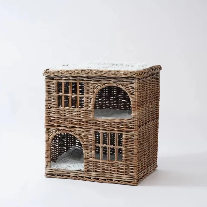 Wicker Cat Cages Dog Outdoor House Tree Wooden Indoor Large Cardboard Luxury Felt Heated Pet Houses Furniture