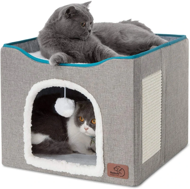 Wood Indoor Foldable Pet Stool Nest with Storage Cat Kennel Durable