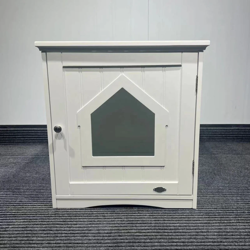 Wood and MDF Pet House Solid Pattern Indoor Cat and Dog Litter Box Enclosure Pet Furniture Cage