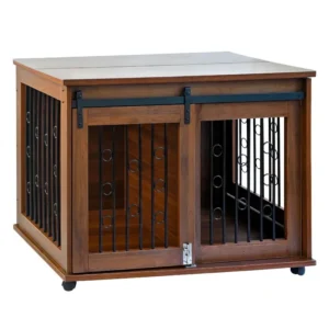 Wood and Metal Eco-Friendly Pet Cages and Houses with Two Door Design Big Space Adjustable for Big Dogs and Cats