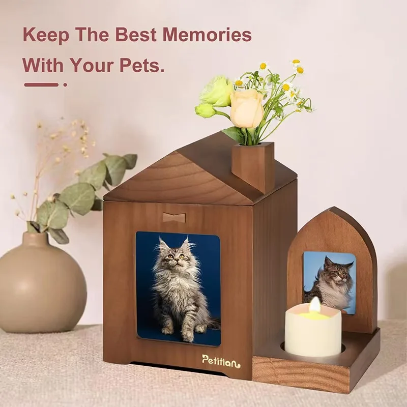 Wooden Candle Holder Commemorative Pet Memorial Accessories for Dog or Cat Funeral Pet Caskets Urns