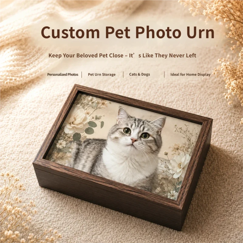 Wooden Dog Ashes Memorial Box cat and Dog Death Funeral Box Pet Supplies Coffin Ashes Box Photo Frame