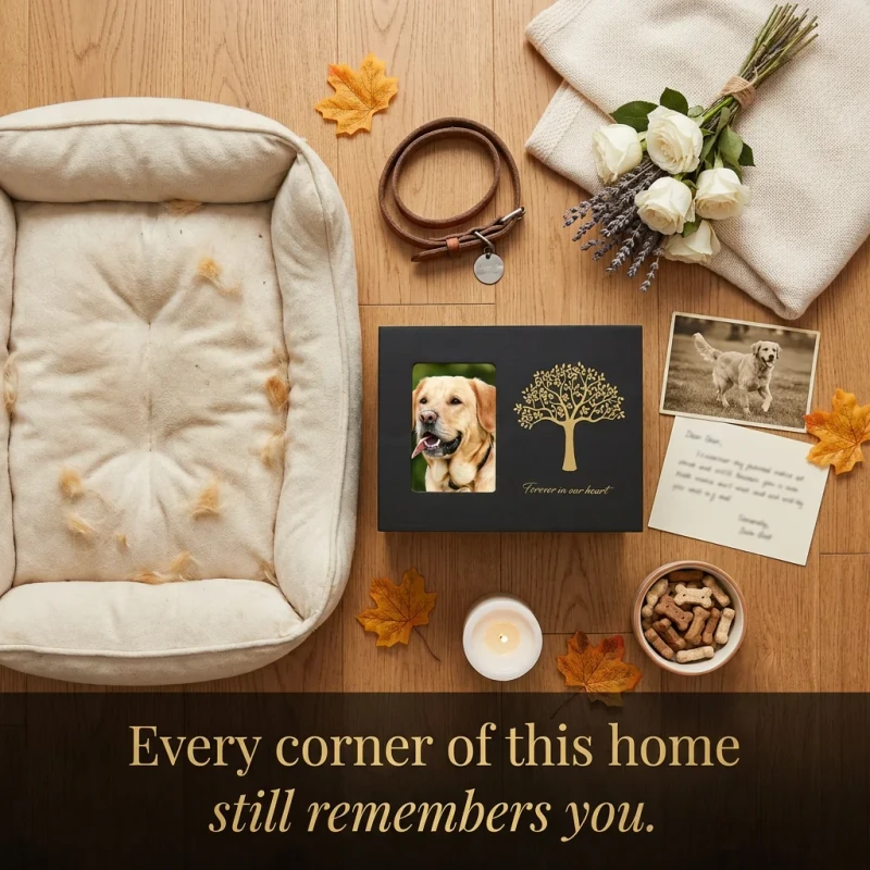 Wooden Pet Casket Urn for Ashes Cremation Memorial Box with Photo Frame Rectangular Tree of Life Design for Dog Cat