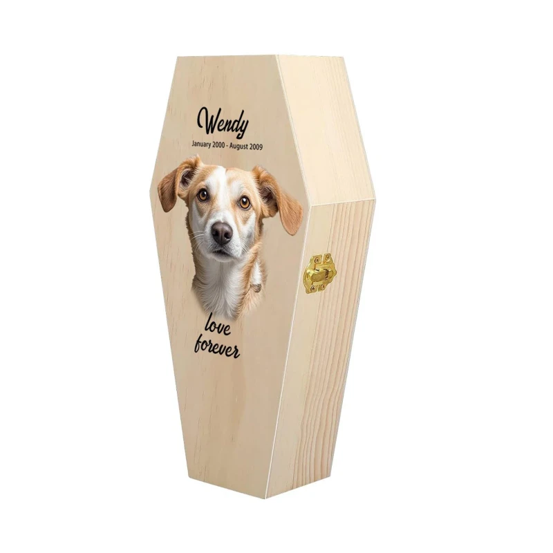Wooden Pet Coffin Urn Memorial Box for Pet Farewell Ceremony Keepsake Burial and Ashes Storage