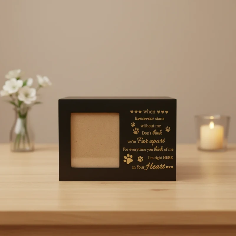 Wooden Pet Cremation Urn Custom Pet Memorial Funeral Casket Box