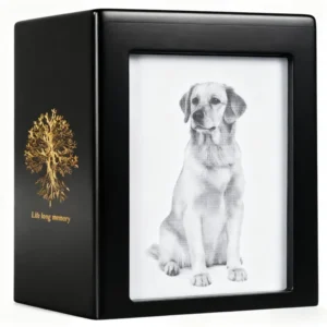 Wooden Pet Cremation Urn Pet Funeral Supplies Small Wooden Box Cat and Dog with Photo Frame