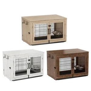 Wooden Two door Dog Cage Luxury Solid Wood Pet Furniture Customized Large Dog House Simple Creative