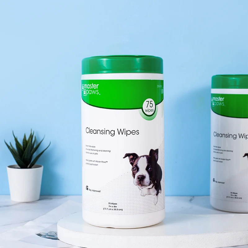 customized organic pet cleaning wet wipes dog cat dental teeth disposable pet grooming glove alcohol free canister