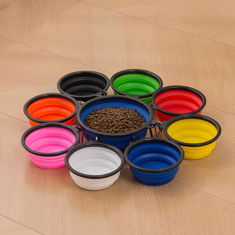 pet bowls feeders Pet Supplies 2 in 1 Dog Cat Collapsible Feeding Drinking Bowl Love Design Folding Portable Outdoor Travel Telescopic Bowl
