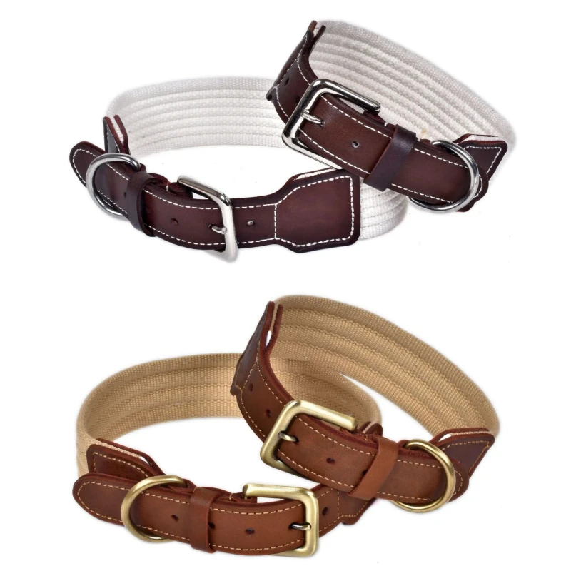 pet neck let dog collars Durable webbing Fabric Match Leather Dog Collar